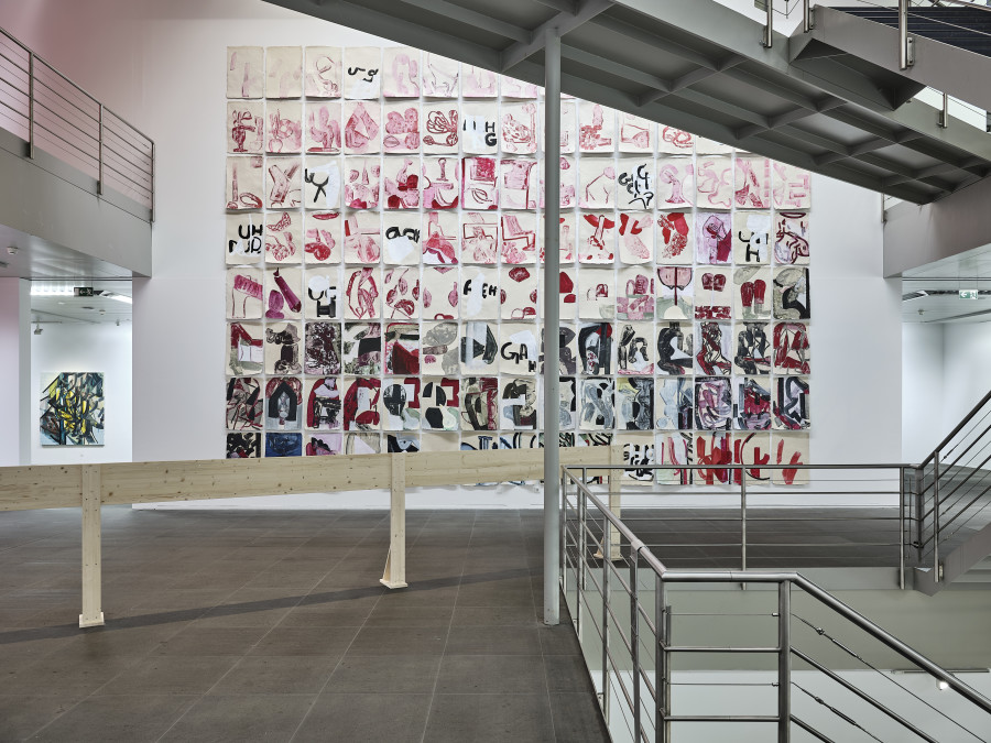 Installation view Amy Sillman. Oh, Clock!, Kunstmuseum Bern, 2024, photo: Rolf Siegenthaler, © Kunstmuseum Bern