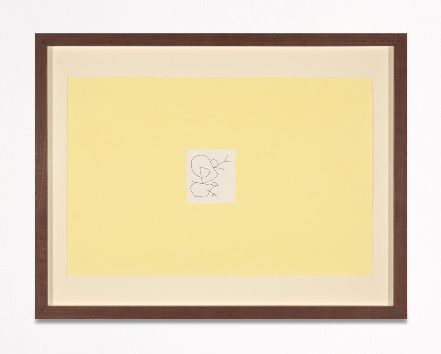 Ross Simonini – Pocket in Yellow, 2021-2022, ink and collaged paper on paper, framed 28 x 43 cm. ©2023 suns.works and the artists. Photography: Flavio Karrer
