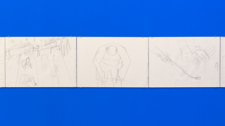 Andrea Büttner, Beelitz Juni 2020, 2020, pencil on paper, 17 x 24 cm each. Photo: Max Ehrengruber, Courtesy of the artist and Galerie Tschudi
