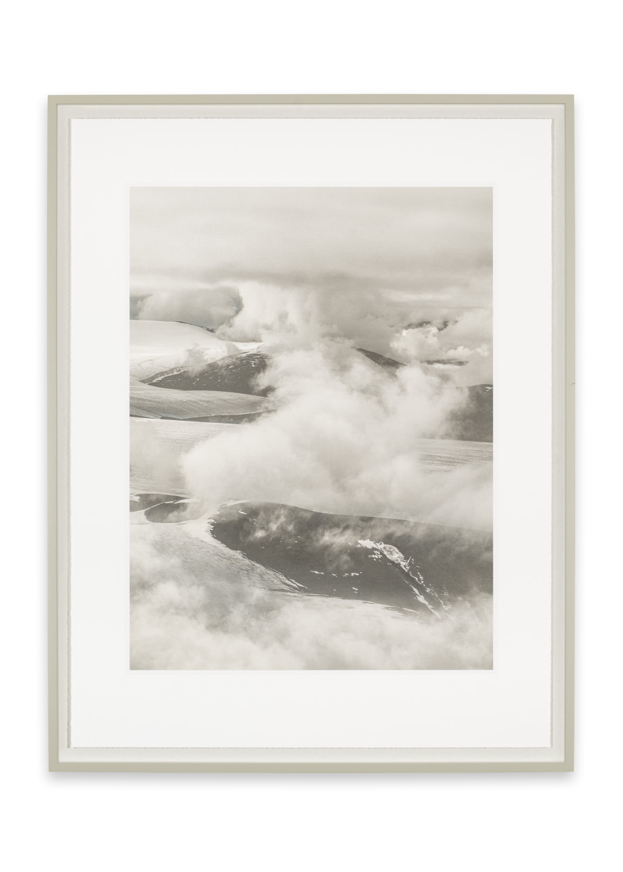 Julian Charrière, Limen 16.73° - WNW, 2021, Three-color photogravure printed with glacial rock specimen, 107 x 83 x 4.2 cm (framed)