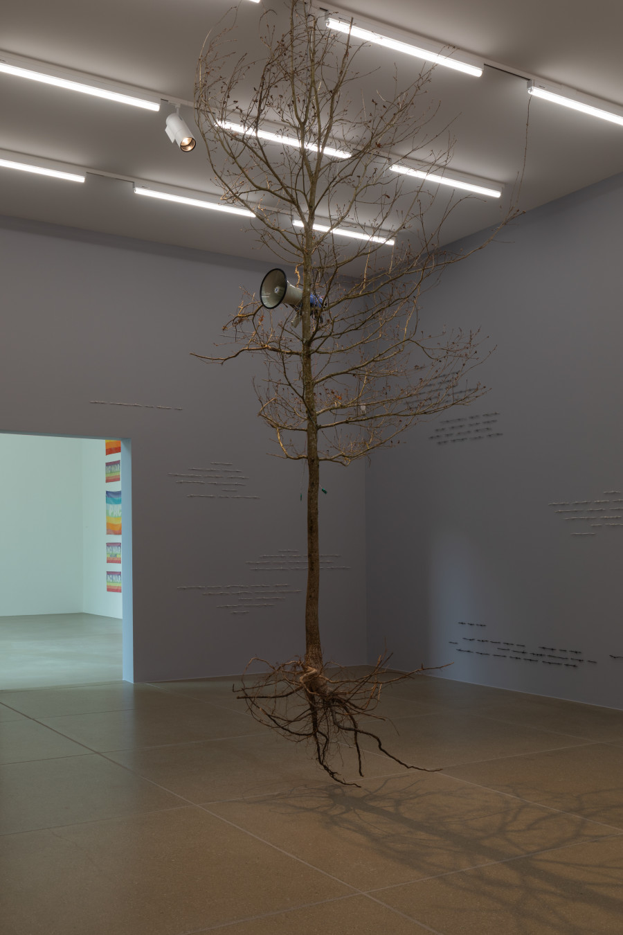 Installationsansicht Ishita Chakraborty, Manor Kunstpreis 2024, 24.5. –24.8.2025, Aargauer Kunsthaus. Ishita Chakraborty, Protest Song I: Wind of Change, 2025. © Ishita Chakraborty. Foto: Luca Klett, Zürich