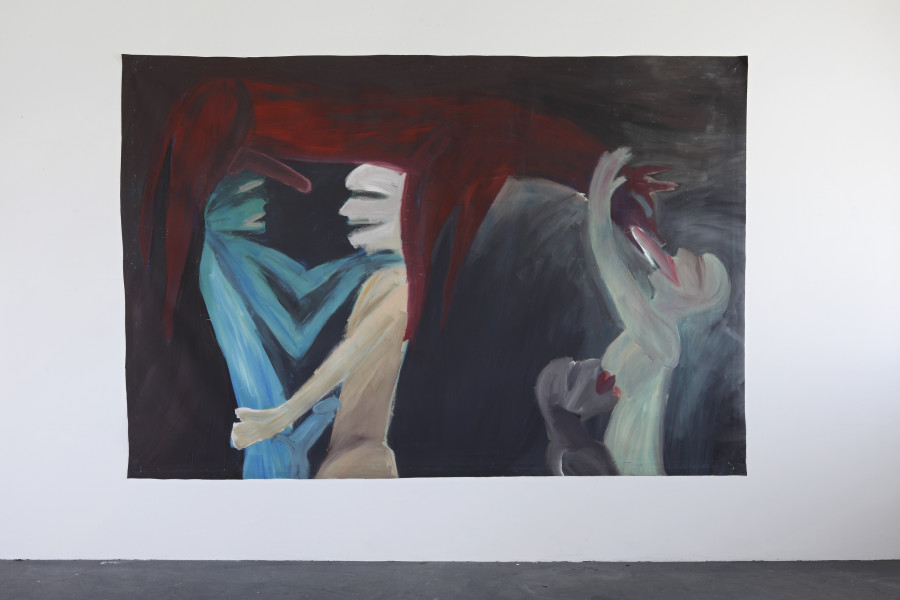 Josef Felix Müller, Drei Nächte drei Bilder, Dispersion auf Baumwolle, 192x283cm, 1981