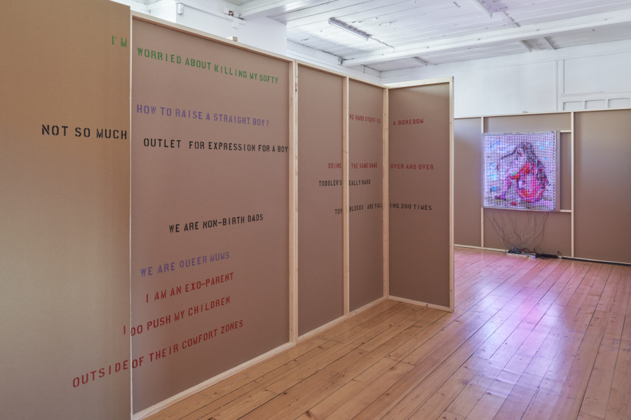 Exhibition view, Ei Arakawa, Don't Give Up, Kunsthalle Friart Fribourg, 2023. Photo Guillaume Python. Courtesy of Kunsthalle Friart Fribourg and the artist