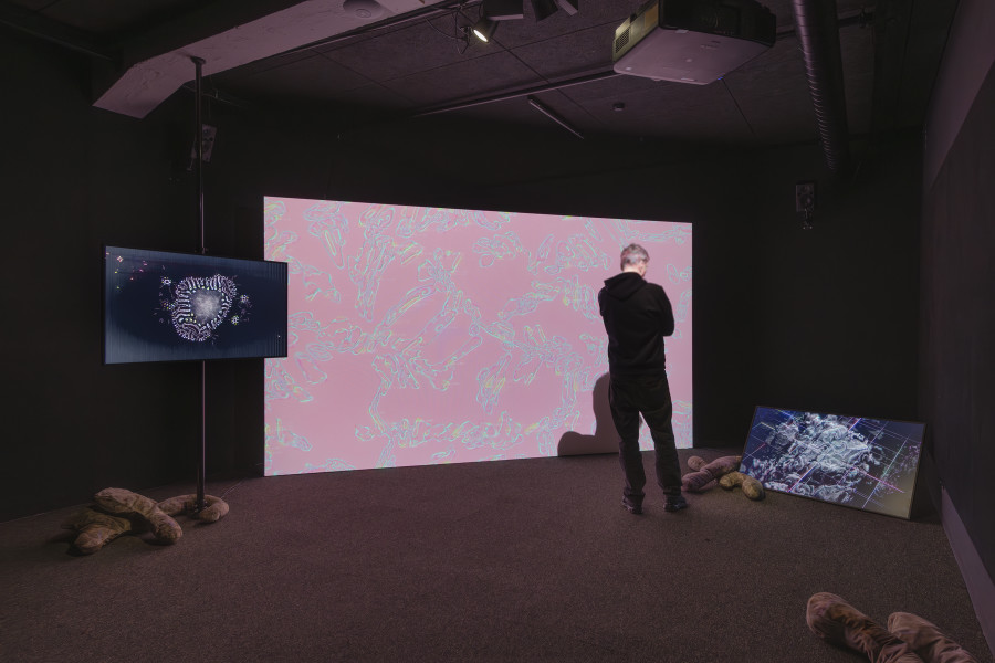 Isabell Bullerschen, Threshold, threshold (Gelatinous interfaces), 2026 «Lukas Truniger, Isabell Bullerschen, Rhona Mühlebach – Swiss Media Art – Pax Art Awards 2025», 2026, HEK, photo: Franz Wamhof