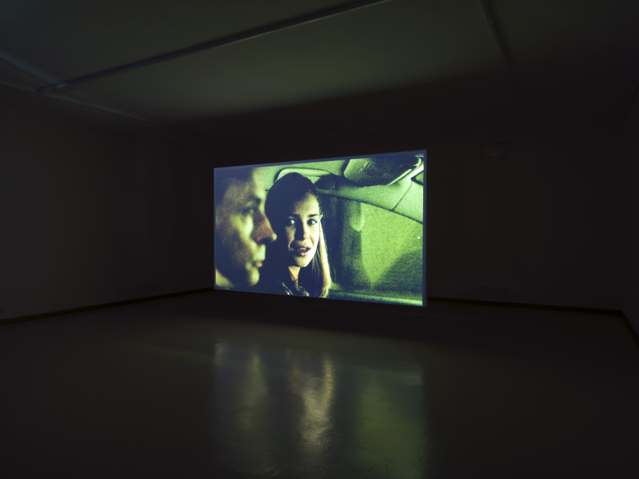 Tourism, Kunsthaus Glarus, 2021, installation view. Stuart Croft, Drive In, 2007, Single-channel video projection (HD, color, sound), 7:42 min, Courtesy the artist. Photo: CE