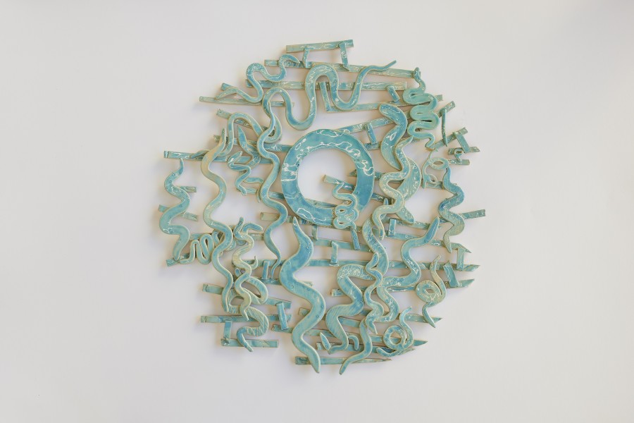 Martin Chramosta, Ocean Charm, 2022. Glazed ceramic. 50.5 x 50 x 1.5 cm. Unique. Photographer: Moritz Schermbach. Courtesy the artist and VITRINE