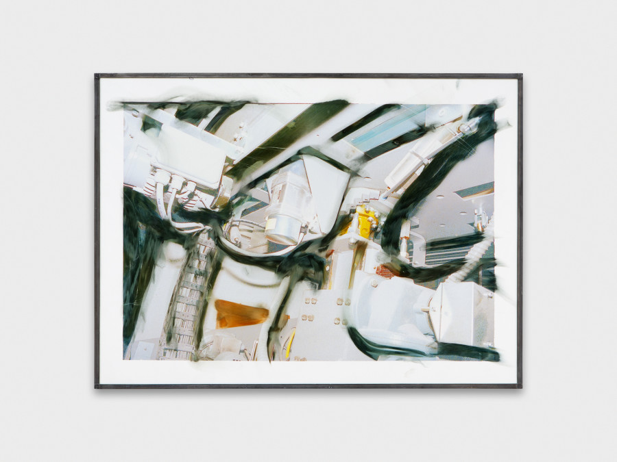Jean-Vincent Simonet, Untitled (heirloom), 2022, Inkjet print on plastic foil, fingertips intervention, handmade lead frame, anti-reflective glass, 31 × 42cm. Photography:  Philipp Rupp / Julien Gremaud. Courtesy of Sentiment and the artist