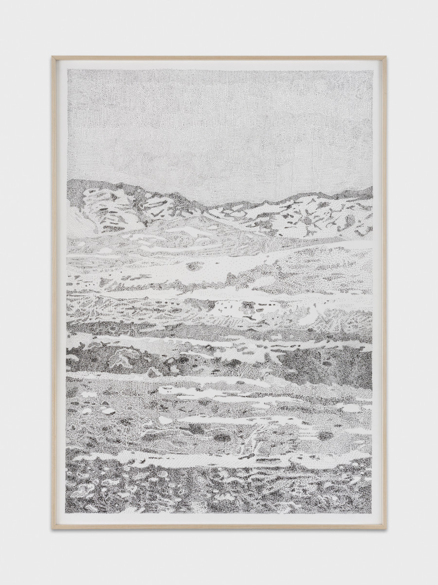 Natalie Perrin, La route d'Irak, 2024, ink on paper, 60 x 42,5 cm. Photo credit: Julien Gremaud