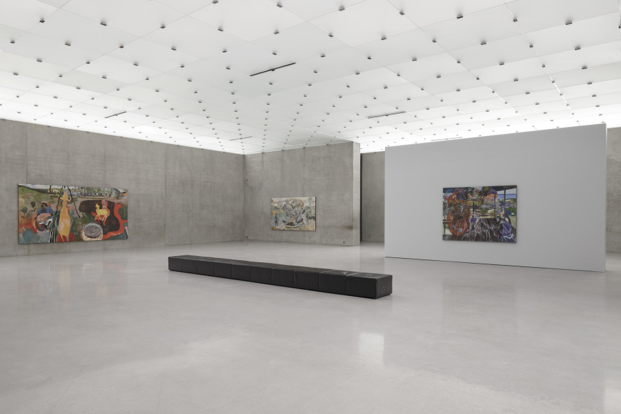 Michael Armitage, Installation view third floor Kunsthaus Bregenz, 2023  Photo: Markus Tretter. Courtesy of the artist, The Museum of Contemporary Art, Los Angeles, Private Collection and White Cube. © Michael Armitage, Kunsthaus Bregenz