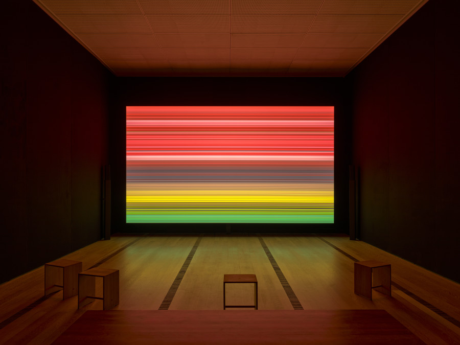 Gerhard Richter, Moving Picture (946-3) Kyoto Version, 2019-24 (still), Digital projection (color, sound, 36 min.), Fondation Beyeler, Riehen/Basel. © Gerhard Richter 2025 (23052025). Installation view: Mark Niedermann