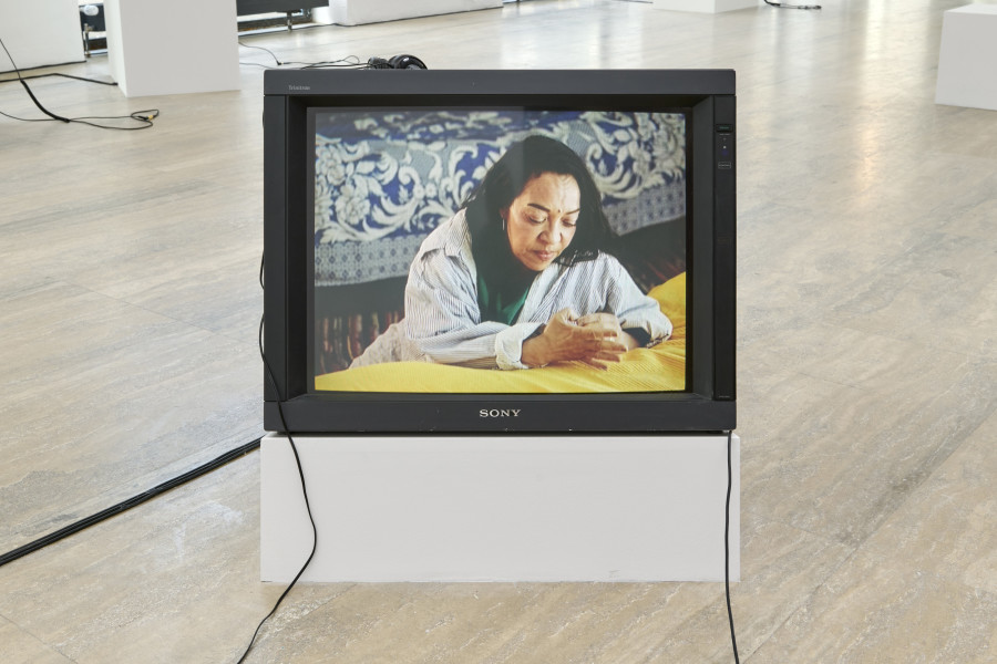 Exhibition view, Saga — Mythologie du départ
, Noha Mokhtar & Sahar Suliman, Halle Nord, Geneva, 2025. Photo credit: © Thomas Maisonnasse / Halle Nord, 2025