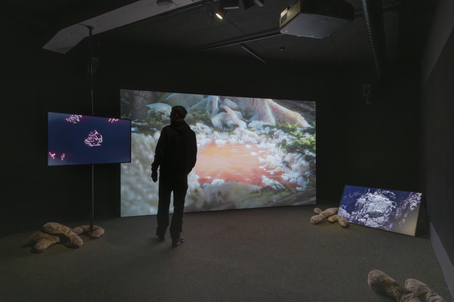 Isabell Bullerschen, Threshold, threshold (Gelatinous interfaces), 2026 «Lukas Truniger, Isabell Bullerschen, Rhona Mühlebach – Swiss Media Art – Pax Art Awards 2025», 2026, HEK, photo: Franz Wamhof