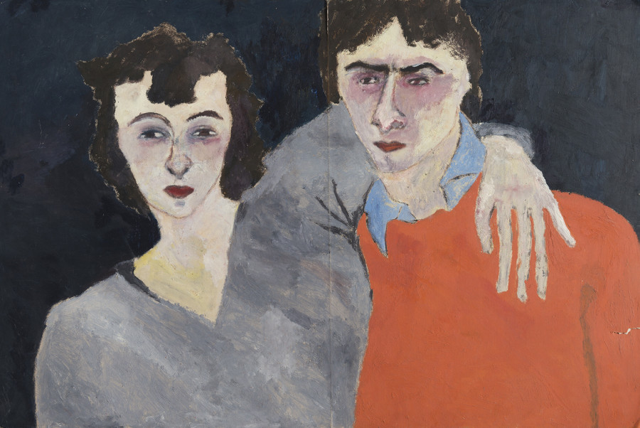 Cathy Josefowitz, Cathy et Romain, ca. 1975, 80 x 119 cm, Öl auf Karton, Courtesy of Collection Pierre Sebaste Josefowitz