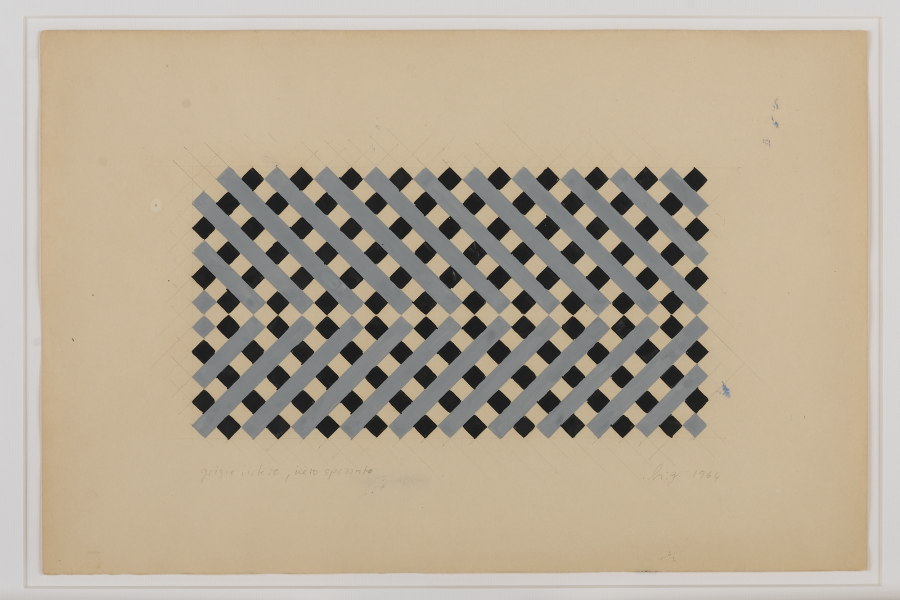 Hans Jörg Glattfelder, Grigio intero, nero spezzato [Whole grey, broken black], 1964, Collection Museum Haus Konstruktiv