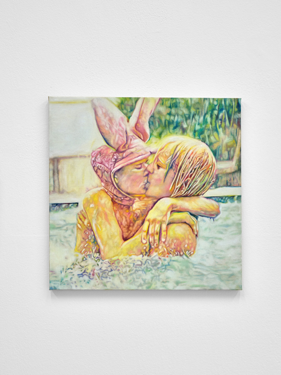 Almost tender, Exhibition view, 2026, Ferme de la Chapelle. © Photo by Nicolas Delaroche Studio. Crying over you, 2026, oil on canvas, 45 x 45 cm