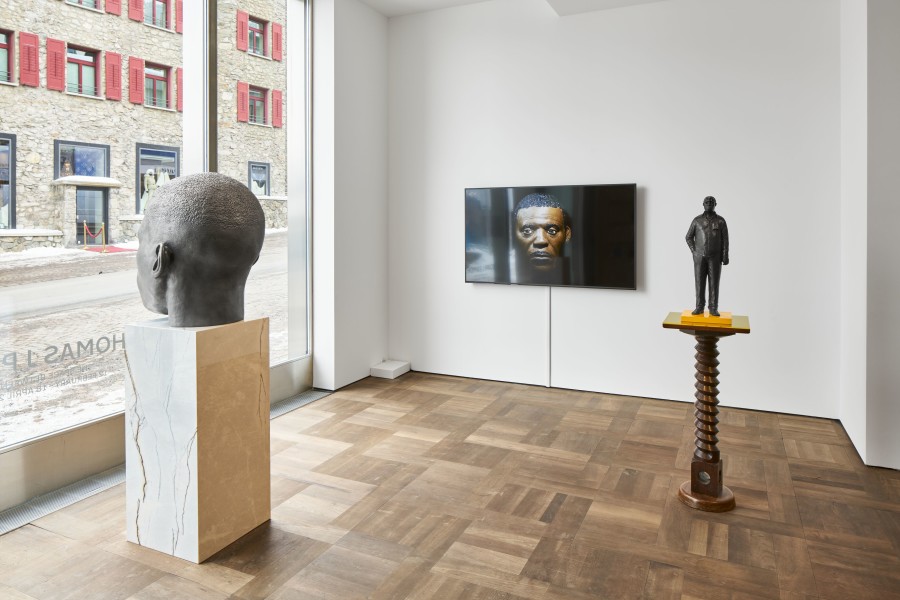 Installation view, ‘Thomas J Price. The Space Between’ at Hauser & Wirth St.Moritz, until 18 April 2022. © Thomas J Price. Courtesy the artist and Hauser & Wirth. Photo: Jon Etter