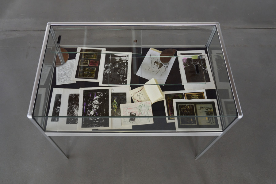Sid Iandovka, Vitrine - drawings, n/a. Photo: Guillaume Python. Courtesy of the artist and Kunsthalle Friart Fribourg