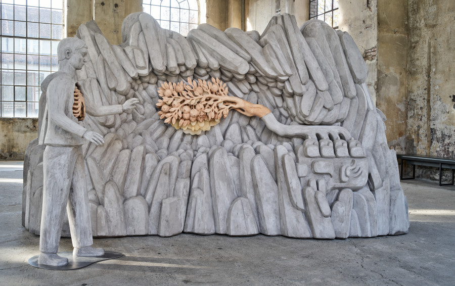 Anna Hulačová, 'Underworld and Confiscation' (2025), installation view 'Bucolica', Kunstraum Dornbirn, 2025, Photo Günter Richard Wett, © Anna Hulačová, courtesy of the artist and hunt kastner, Prague.